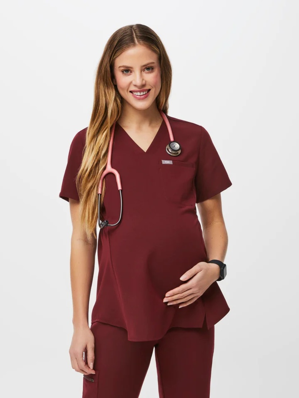 Figs Women's Maternity Scrub Top (XS) and pant (small) SET Burgundy